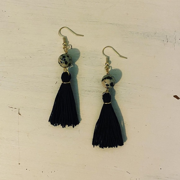 COPY - Dalmatian Jasper Tassel Earrings - Picture 2 of 4